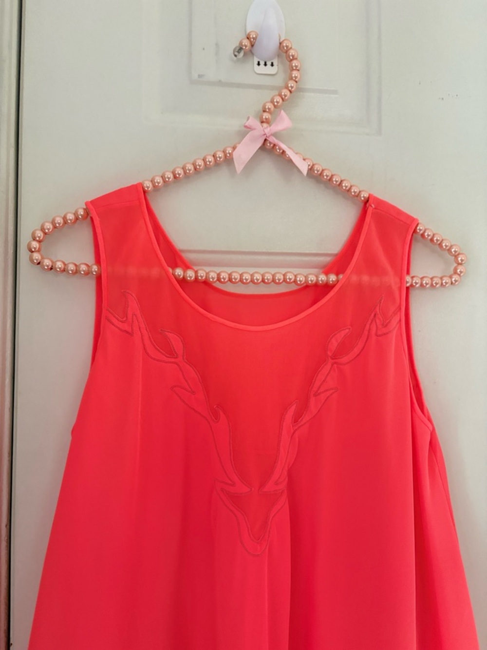 VTG 60’s Neon Orange Nylon Babydoll Nightgown Size M - Picture 6 of 10